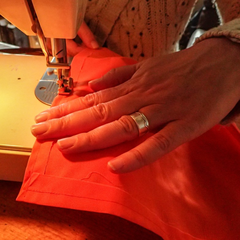Stitching the hem