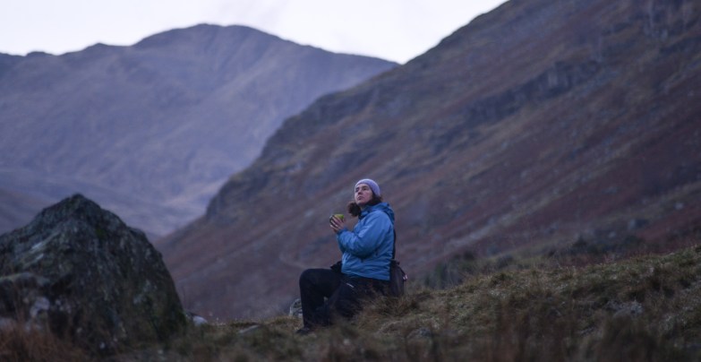 Taking in the morning with a cuppa.