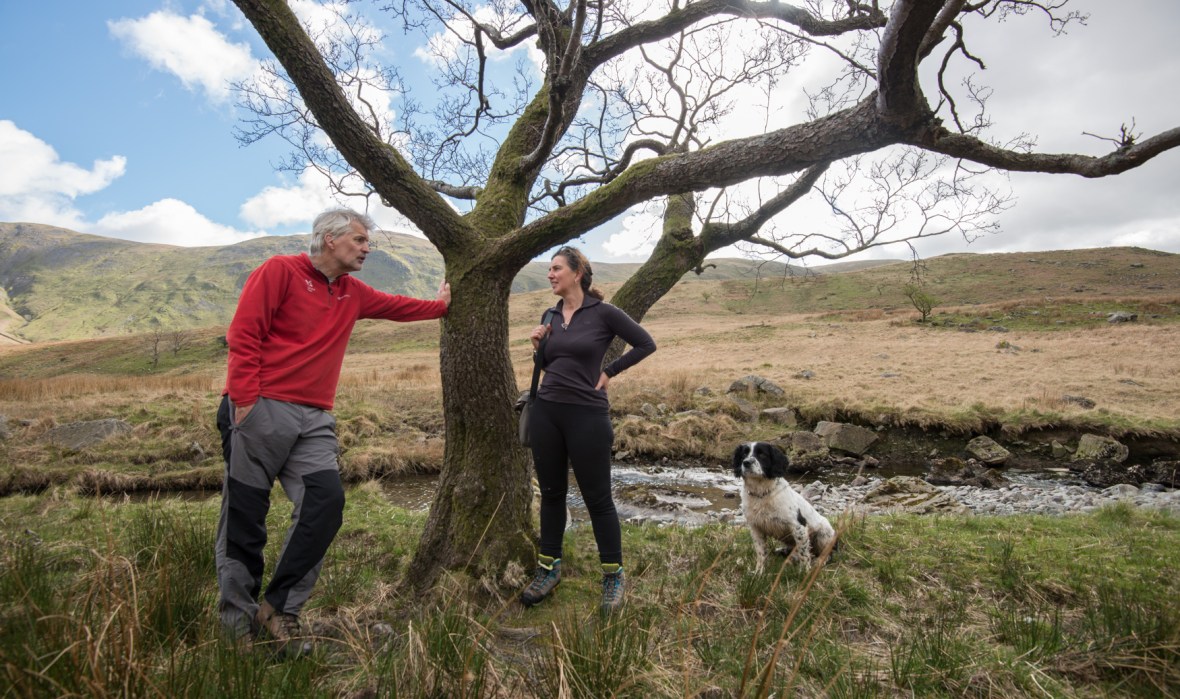 Harriet Fraser at the Trout Beck Alder with John Pring from the National Trust